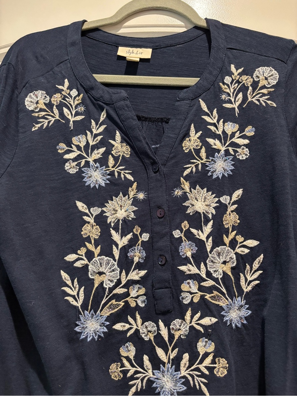 Style and Co Blue Peasant blouse